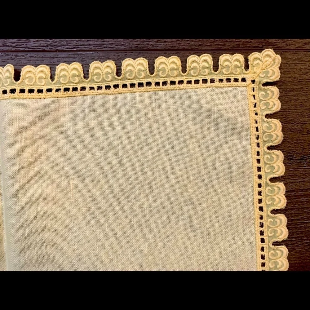 Yellow Crochet-Edged Napkin Set